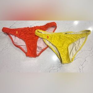 Lauren Ralph Lauren Women's Orange & Yellow Ruffle Bikini Bottoms, Size L